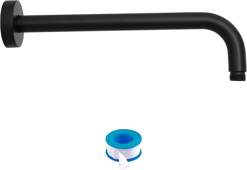 Lordear Shower Arm 12 Inch Shower Pipe T304 Stainless Steel Extension Shower Arm with Flange, Shower Head Height Extender For Rain Shower Heads,Matt Black - Image 1